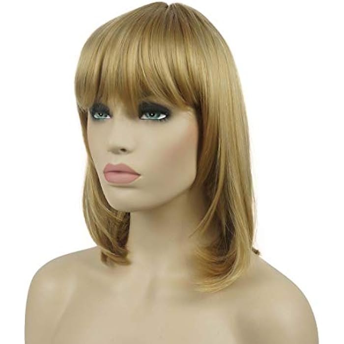 DILLARDS Lydell Synthetic Medium Length Straight Wig With Neat Bang Cosplay Wigs For Women Light Butterscotch - Image 5